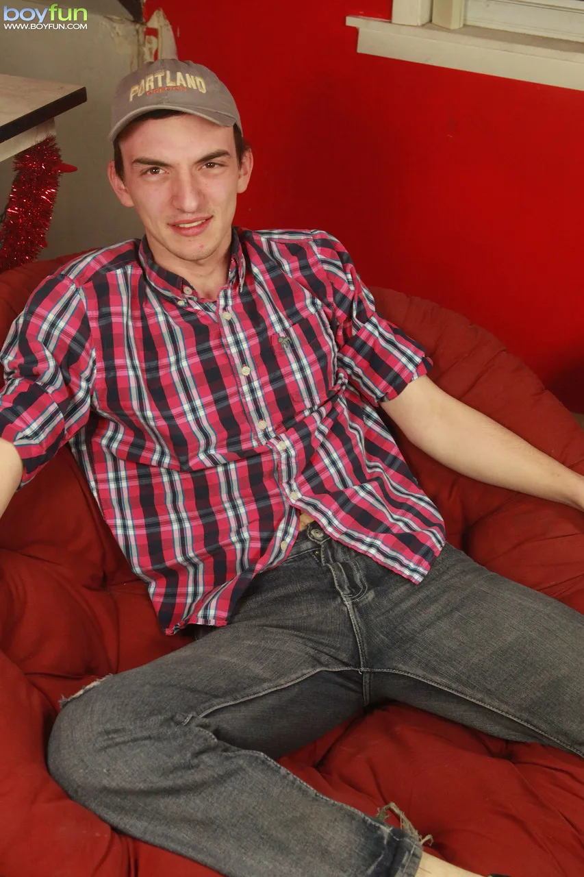 Skinny gay pervert Logan Casey strips and plays with his rock-hard dick — Highlights